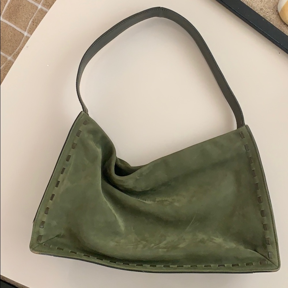 Coach Suede Shoulder Bag in Forest Green